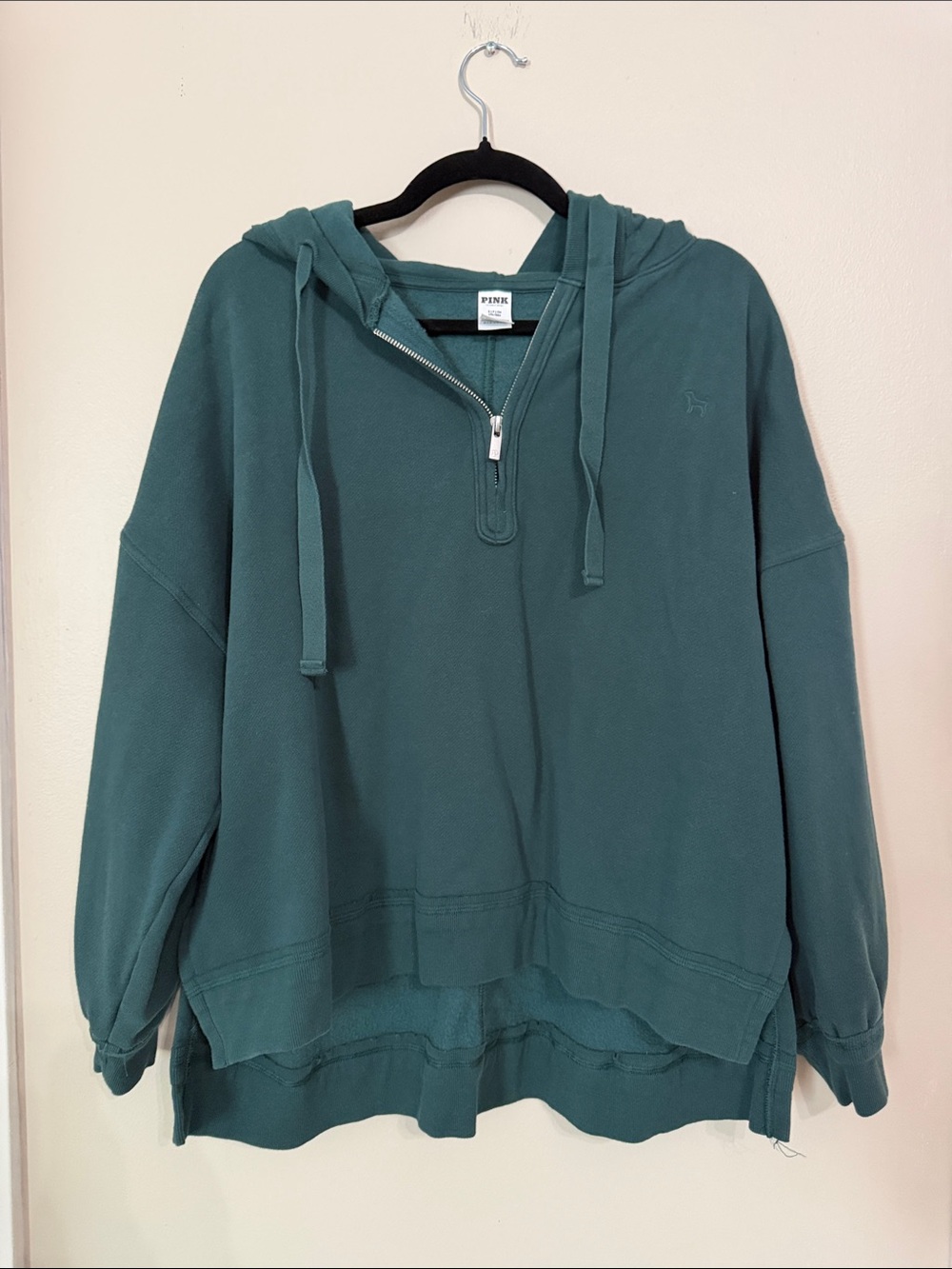 Pink brand half zip green hoodie size small